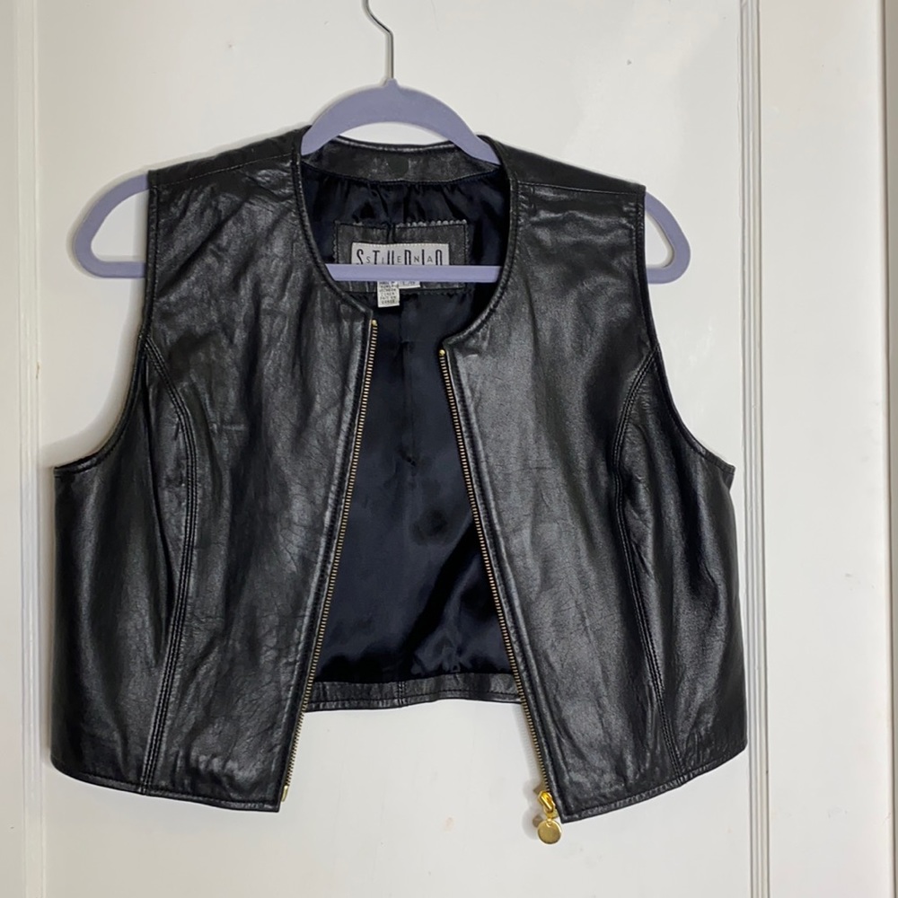Leather Biker Cropped Vest
